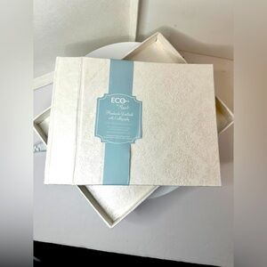 EcoLuxe Handmade White Embossed Guest Book with Calligraphy and Matching Box